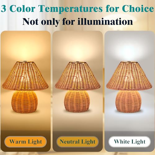 WERFOP Bamboo Table Lamp Handmade Boho Rattan Bedside Lamp,3 Colors Adjustable Vintage Wicker Wooden Nightstand Lamp with E26 Bulb for Bedroom Living Room Desk Entrance - Image 4