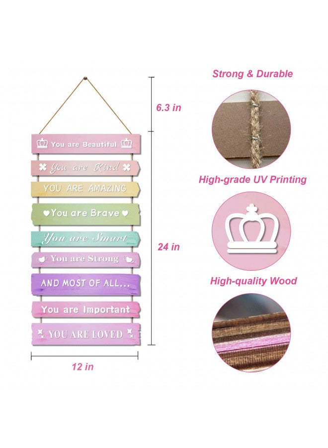 JEVUVU Pink Room Decor for Teen Girls Aesthetic, Cute Bedroom Wall Decor for Baby Girl, Boho Rainbow Wall Art Signs, Trendy Stuff Decorations for Kids Nursery Bed Room Dorm Classroom Bathroom - Image 1