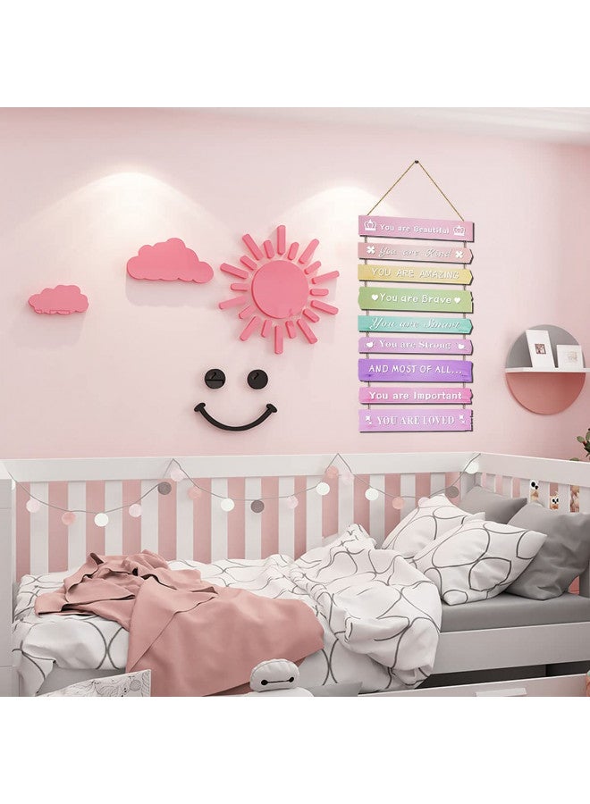 JEVUVU Pink Room Decor for Teen Girls Aesthetic, Cute Bedroom Wall Decor for Baby Girl, Boho Rainbow Wall Art Signs, Trendy Stuff Decorations for Kids Nursery Bed Room Dorm Classroom Bathroom - Image 3