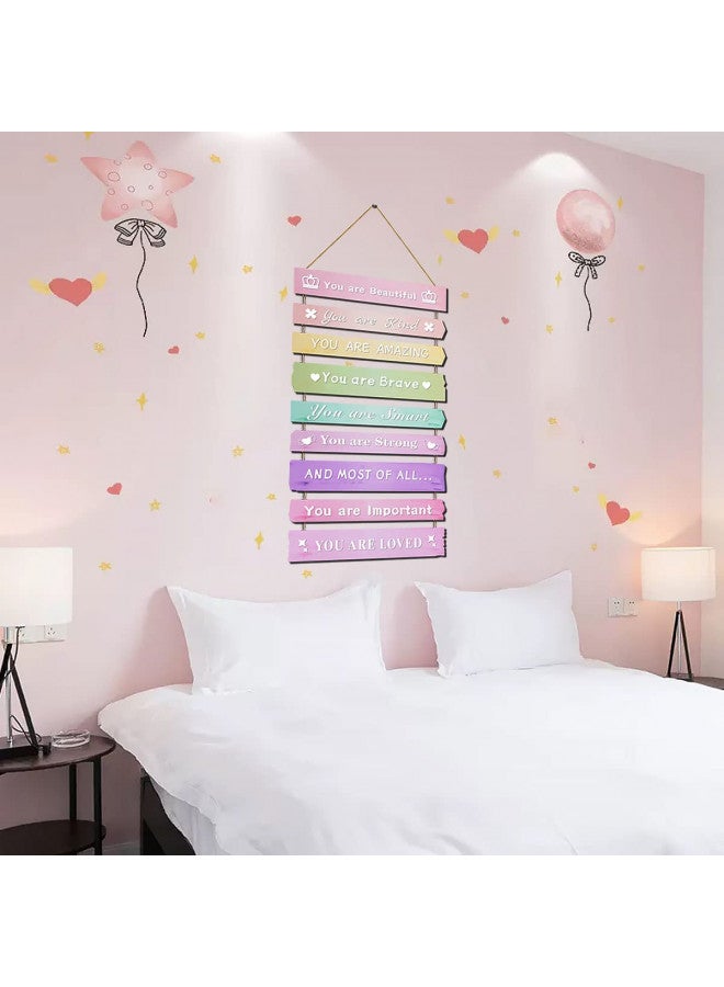 JEVUVU Pink Room Decor for Teen Girls Aesthetic, Cute Bedroom Wall Decor for Baby Girl, Boho Rainbow Wall Art Signs, Trendy Stuff Decorations for Kids Nursery Bed Room Dorm Classroom Bathroom - Image 4