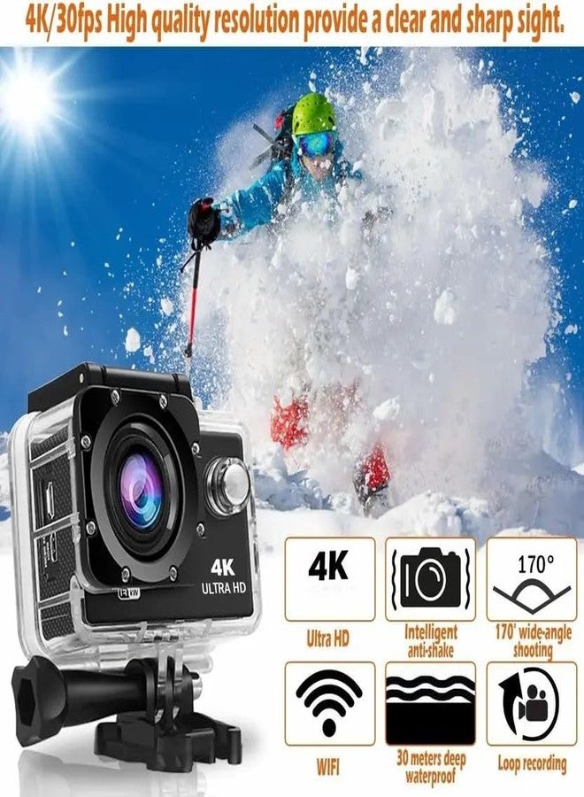 VYNEX 4K Ultra HD Action Camera with WiFi | 30m Waterproof Sports Cam with 170° Wide Angle, 30fps Recording & Micro HDMI Port | Ideal for Outdoor & Underwater Adventures - Image 4