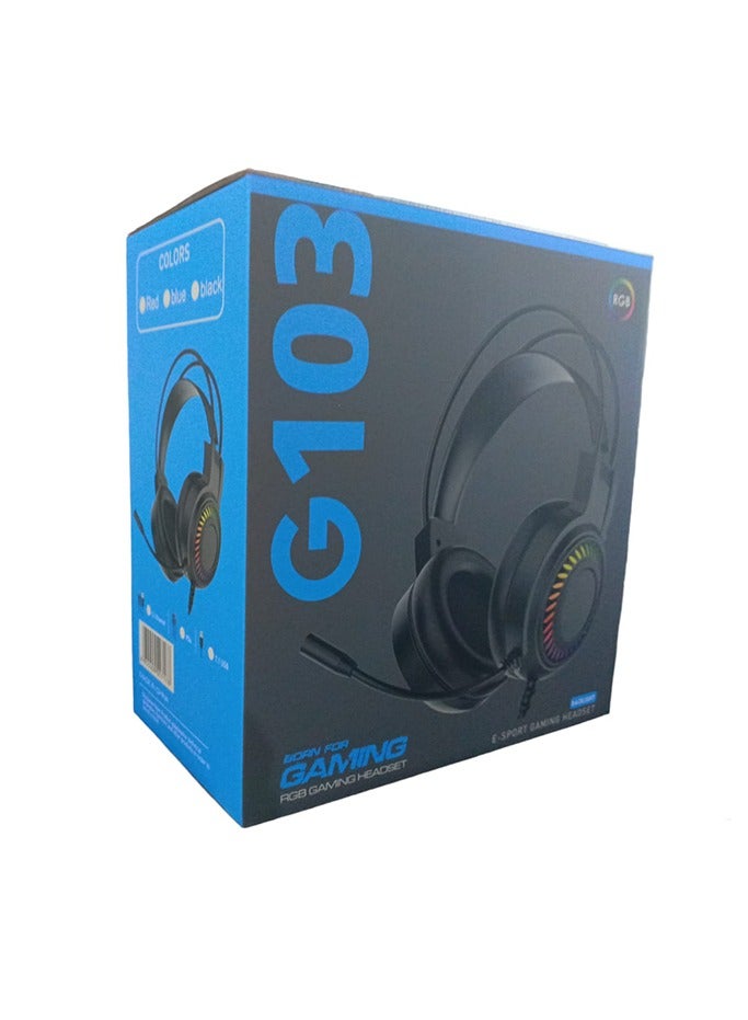 ار جي بي سماعة رأس سلكية للألعاب G103 مزودة بميكروفون وسماعات صوت محيطي ثلاثية الأبعاد - Image 1