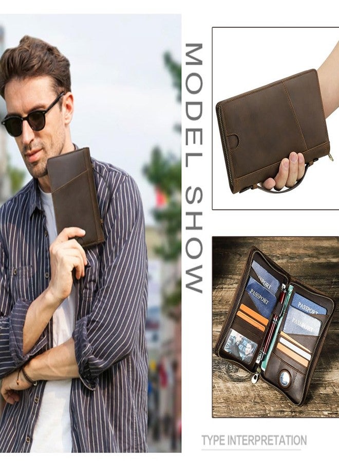 كونتاكتس حافظة جوازات سفر من الجلد الطبيعي الفاخر من كونتاكتس، تتسع لأربعة جوازات سفر، مزودة بفتحة لبطاقة Airtag، محفظة جوازات سفر عائلية، مزودة بتقنية حجب RFID، منظم جوازات سفر - Image 2