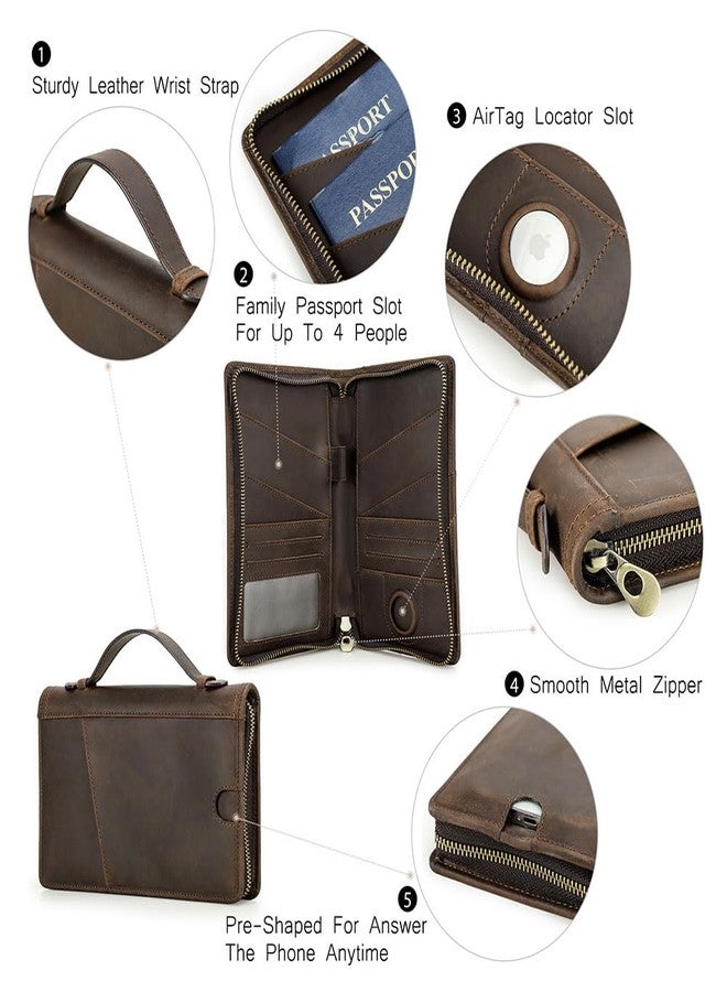 كونتاكتس حافظة جوازات سفر من الجلد الطبيعي الفاخر من كونتاكتس، تتسع لأربعة جوازات سفر، مزودة بفتحة لبطاقة Airtag، محفظة جوازات سفر عائلية، مزودة بتقنية حجب RFID، منظم جوازات سفر - Image 5