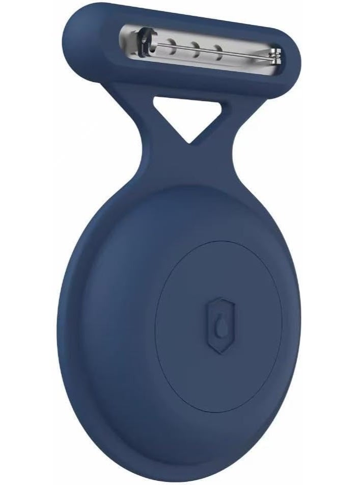 Ecosystem Soft Silicone case Compatible with Apple Airtag Hidden Cover with Pin Brooch, Waterproof Kids Holder Case, Anti Lost Air Tag Protective cover (Navy Blue) - Image 1
