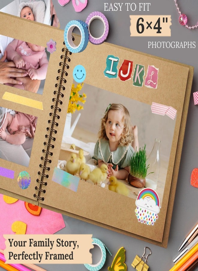 Hiwhy Scrapbook 7x7 Inch DIY Scrapbook Album Hardcover Kraft Paper Scrap Book Photo Albums 40 Pages Perfect for 4x6 / 5x7 Photos Memory Book for Family, Wedding - Image 5
