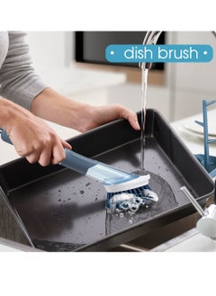 Home Care Kitchen Cleaner 3 Cleaning Heads Long Handle Soap Dispensing Dish Brush with holder set  - Image 4