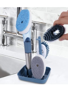 Home Care Kitchen Cleaner 3 Cleaning Heads Long Handle Soap Dispensing Dish Brush with holder set  - Image 3