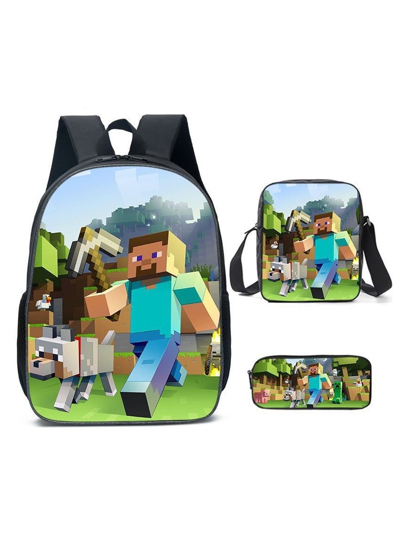 MINECRAFT My World Cartoon Student Backpack Three-piece Set 29*42*16cm