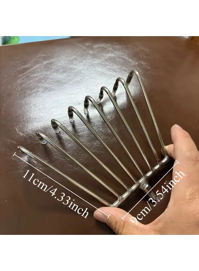 8 أسنان صغيرة الحجم من الفولاذ المقاوم للصدأ مزيل الأعشاب اليدوي بأسنان مرنة لتنظيف برك الحدائق - Image 1
