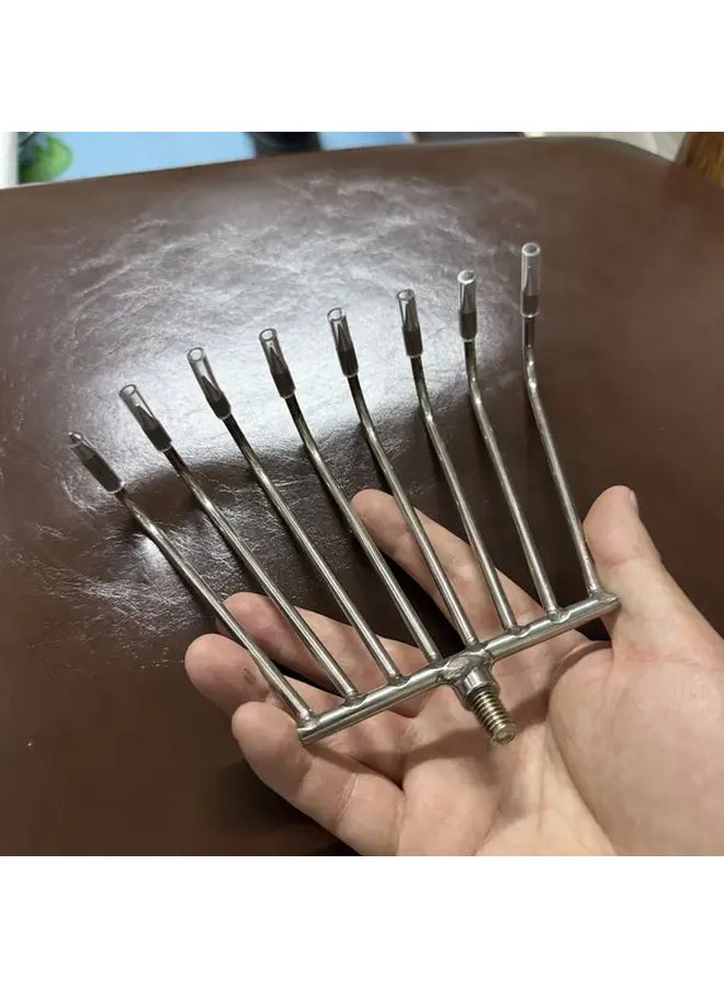 8 أسنان صغيرة الحجم من الفولاذ المقاوم للصدأ مزيل الأعشاب اليدوي بأسنان مرنة لتنظيف برك الحدائق - Image 2