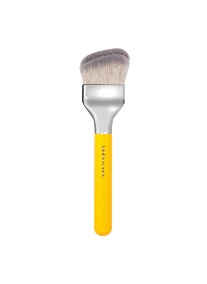 Bdellium Tools Bdellium Tools Professional Makeup Brush - Studio Series 971 Large Slanted Double Dome Blender - With Soft Synthetic Fibers, For Quick & Easy Application and Blending (Yellow, 1pc) 