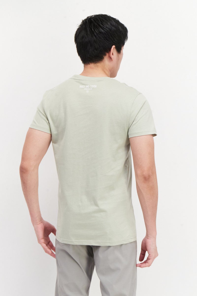 DUCK AND COVER Men Crew Neck Short Sleeve Graphic T Shirt, Sage - Image 3