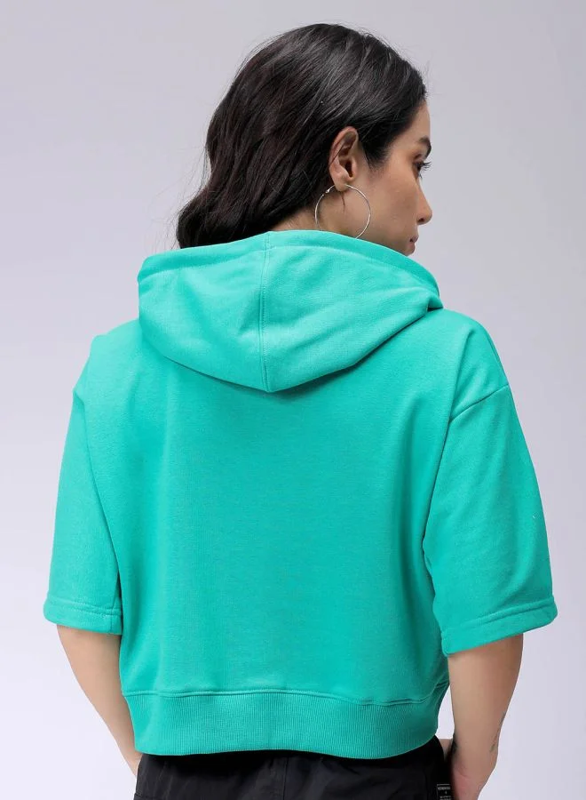مرفوعة Women Boxy Fit Solid Wrap Sweatshirt