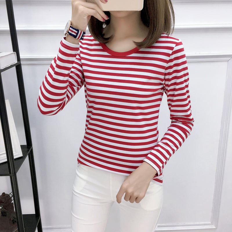 Live Supply Cotton Long Sleeve Sea Soul Shirt T-Shirt Blue And White Stripes For Men And Women Couples Navy Shirt A Generation Of Hair - Image 1