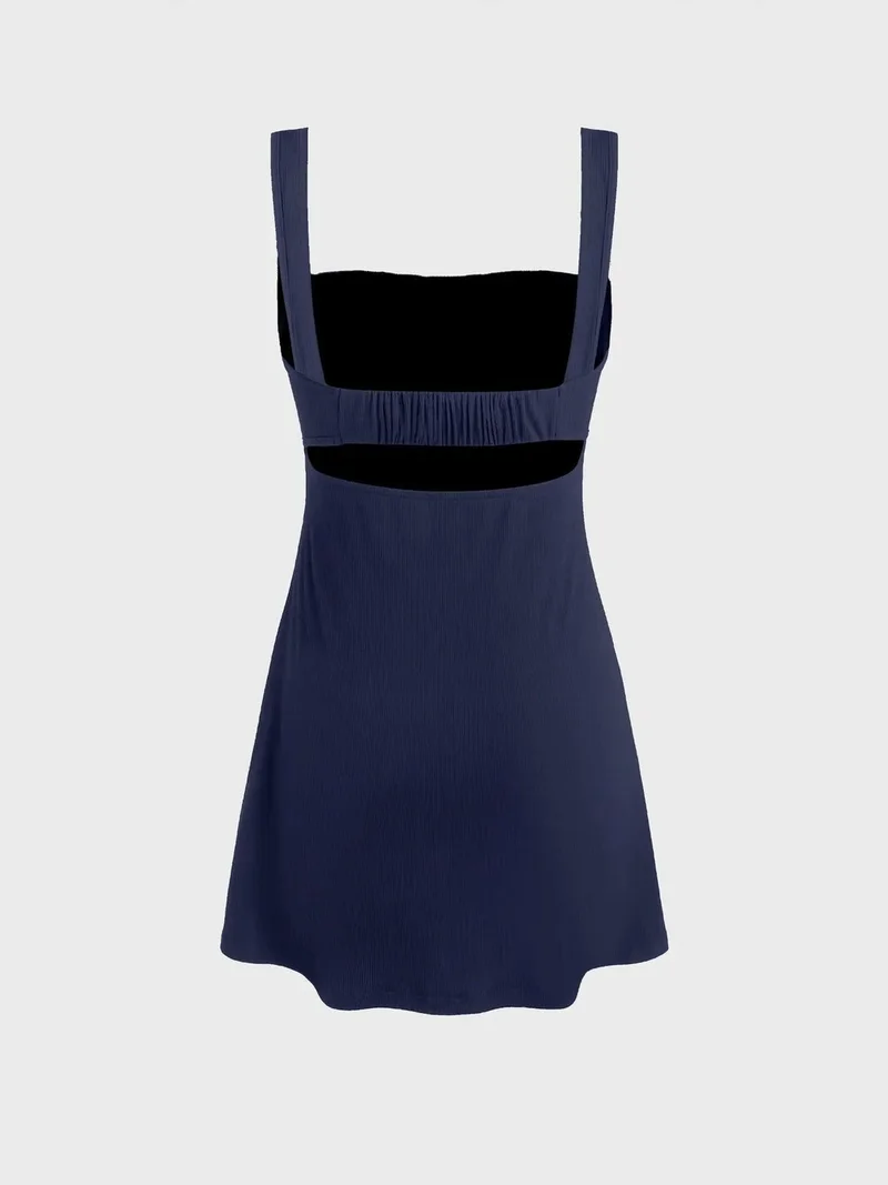 HICCUP Ruched Square-Neck Mini Dress