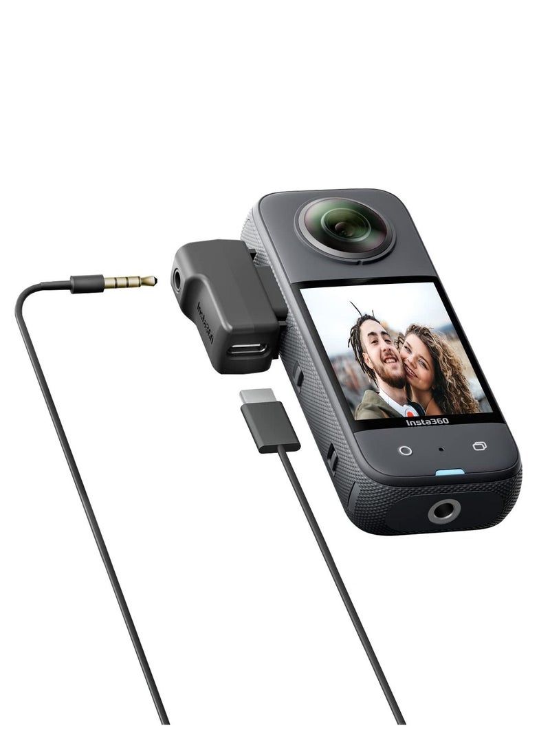 SYOSI Adapter for Insta360 X3 Mic External Microphone Adapter for Insta360 3 Camera Type C and 3.5mm Audio Ports Support Charger and Record for Insta360 Accessories - Image 2
