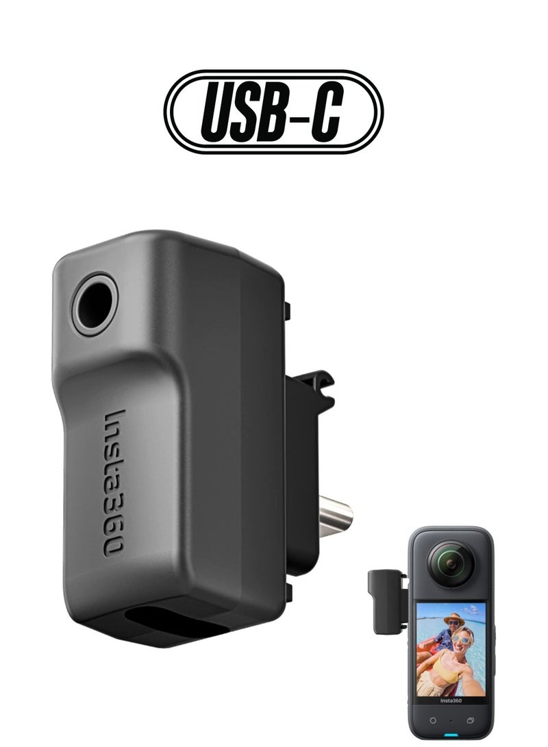 SYOSI Adapter for Insta360 X3 Mic External Microphone Adapter for Insta360 3 Camera Type C and 3.5mm Audio Ports Support Charger and Record for Insta360 Accessories - Image 1