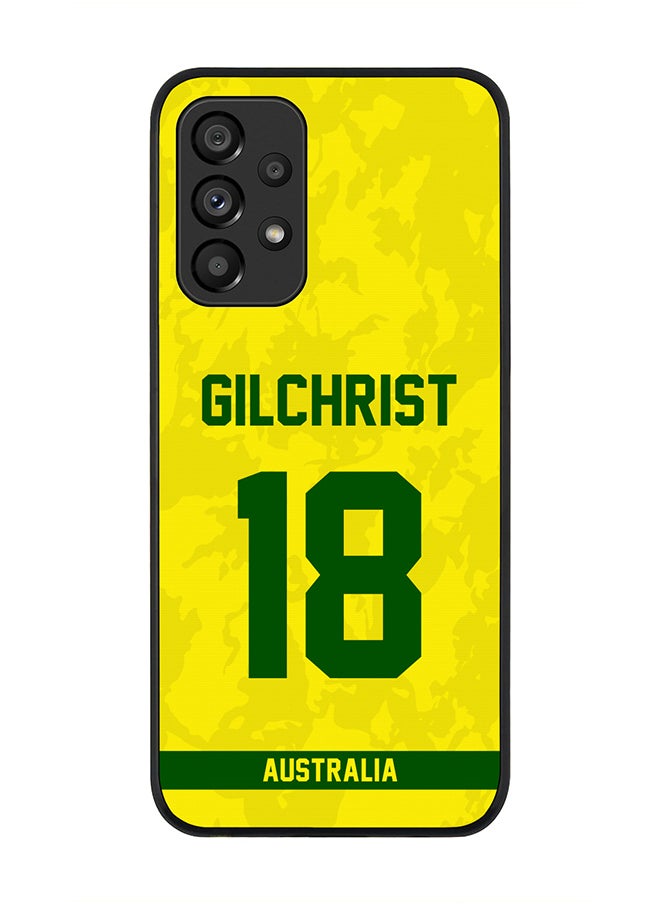 Stylizedd - Rugged Black Edge Case for Samsung Galaxy A33 5G, Slim fit Soft Case Flexible thin Cover - Player Name - Adam Gilchrist, Jersey Number- 18 - Image 1