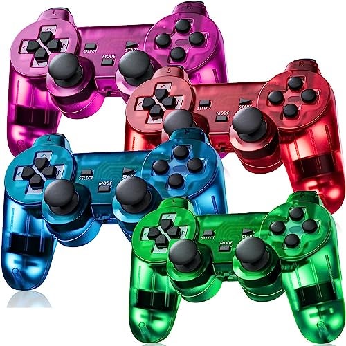 Burcica Wireless Controller for PS-2 Play 2 Double Vibration 2 - Blue Red Green Purple - Image 1