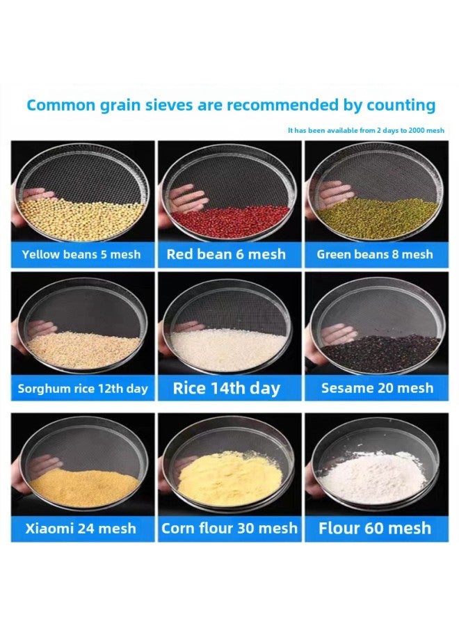 Sieve Flour Sieve Rice Sieve Stainless Steel Sieve Household Round Rice Cake Sieve Ultra-fine Traditional Chinese Medicine Powder Sieve Filter Sieve-Specifications:Diameter 35.0cm Mesh Sea Gold Sand/toner/oil Filter - Image 4