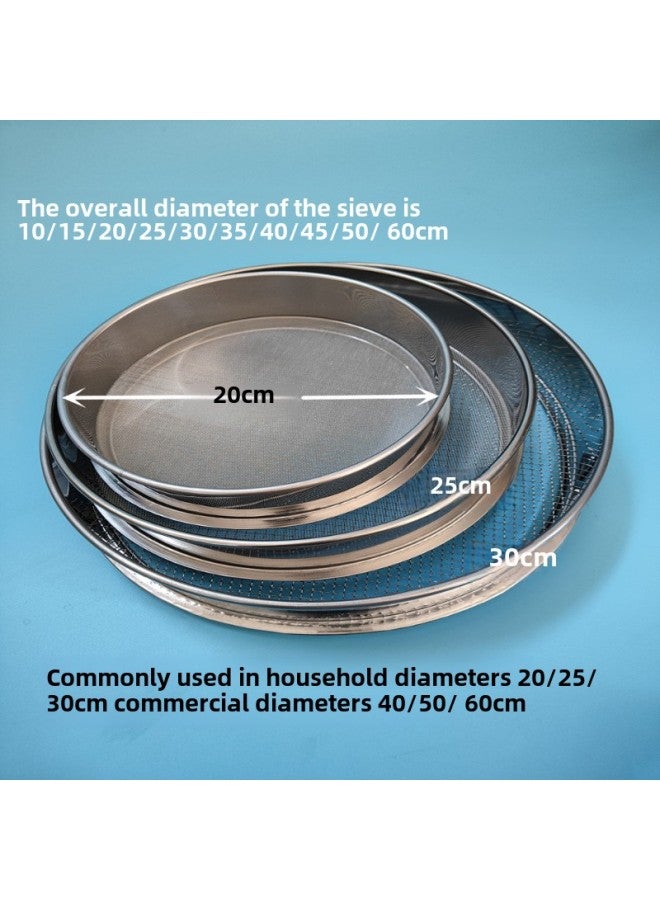 Sieve Flour Sieve Rice Sieve Stainless Steel Sieve Household Round Rice Cake Sieve Ultra-fine Traditional Chinese Medicine Powder Sieve Filter Sieve-Specifications:Diameter 35.0cm Mesh Sea Gold Sand/toner/oil Filter - Image 5