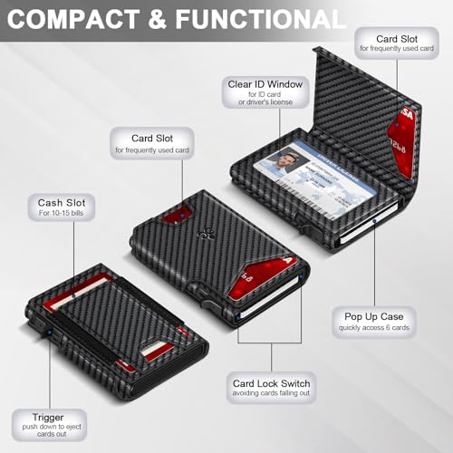 SEMORID Wallet for Men Wallet with Slim Pop Up Card Holder 9-13 Cards, Bifold Minimalist Smart Wallet RFID Blocking Credit Card Holder with ID Window & Stretchable Cash Slot Compact Metal Aluminum Card Case - Image 5