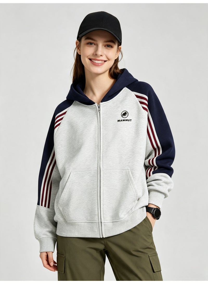 Mammut men and women with matching color hooded striped raglan sleeve zipper jacket - Image 5