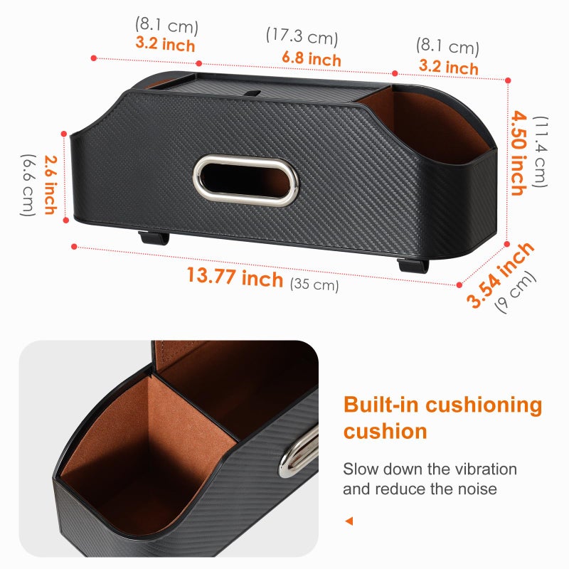 Sancaral Car Rear Backseat Extra Multifunctional Drink Cup Holder Organizers with Tissue Storage Box Organizer & Hooks for Car Seat Back. imitation carbon fiber texture - Image 5