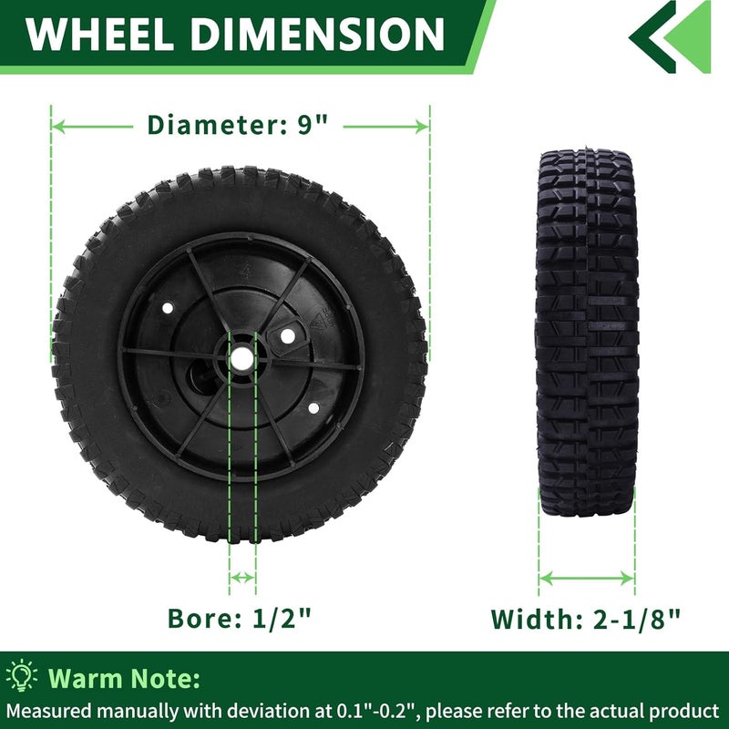 TENGMUJX 2 Pack 9" Lawn Mower Rear Wheels Assembly Fit for Cub Cadet CC94M CC98 SRC621 SR621 Craftsman 247371080 MTD Columbia White Outdoor Troy-Bilt Self Propelled Mower Replace 734-2010 734-2010B 734-2010A - Image 2