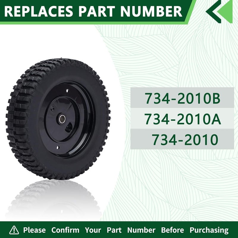 TENGMUJX 2 Pack 9" Lawn Mower Rear Wheels Assembly Fit for Cub Cadet CC94M CC98 SRC621 SR621 Craftsman 247371080 MTD Columbia White Outdoor Troy-Bilt Self Propelled Mower Replace 734-2010 734-2010B 734-2010A - Image 4
