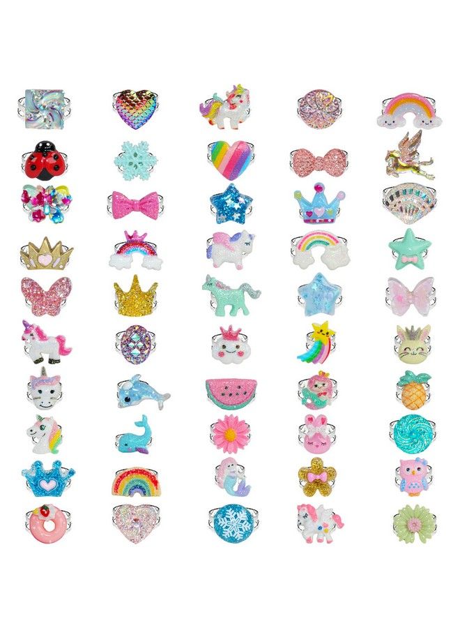 SOTOGO 50 Pieces Little Girl Rings Jewelry Rings Girl Pretend Play Rings And Dress Up Rings Little Girls Gift - Image 1