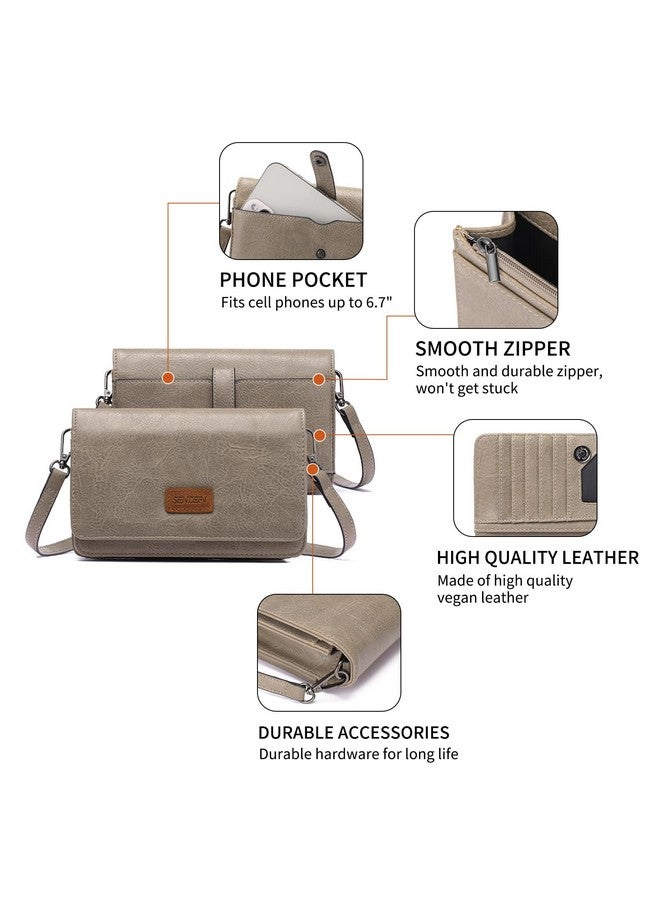 سينديفن حقيبة كروس صغيرة من SENDEFN للنساء مصنوعة من الجلد ومحفظة للهاتف المحمول وحقيبة كتف مع نافذة لبطاقة الهوية وفتحات للبطاقات - Image 3