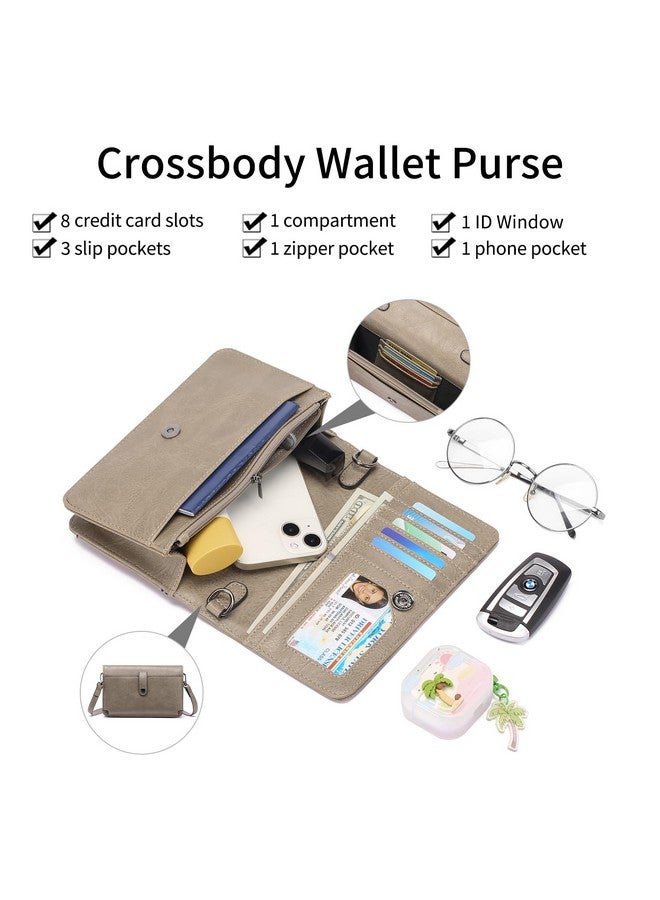 سينديفن حقيبة كروس صغيرة من SENDEFN للنساء مصنوعة من الجلد ومحفظة للهاتف المحمول وحقيبة كتف مع نافذة لبطاقة الهوية وفتحات للبطاقات - Image 1