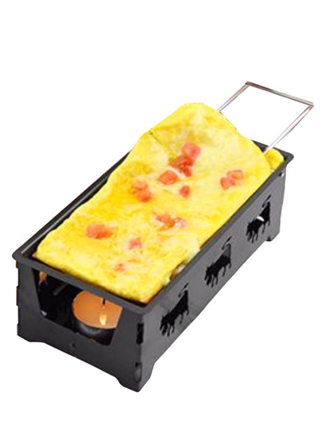 NIBEMINENT Non-Stick Raclette Grill Cheese Melter Pan With Spoon Black 19 x 9cm - Image 2