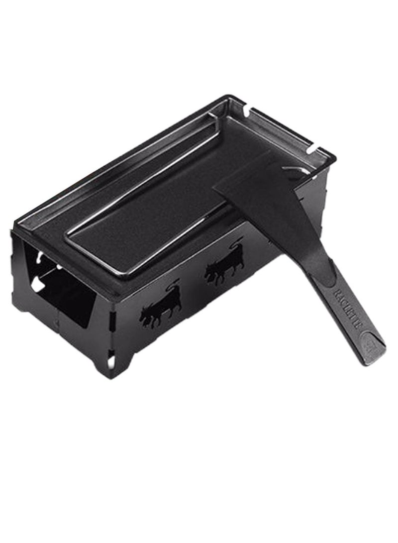 NIBEMINENT Non-Stick Raclette Grill Cheese Melter Pan With Spoon Black 19 x 9cm - Image 1