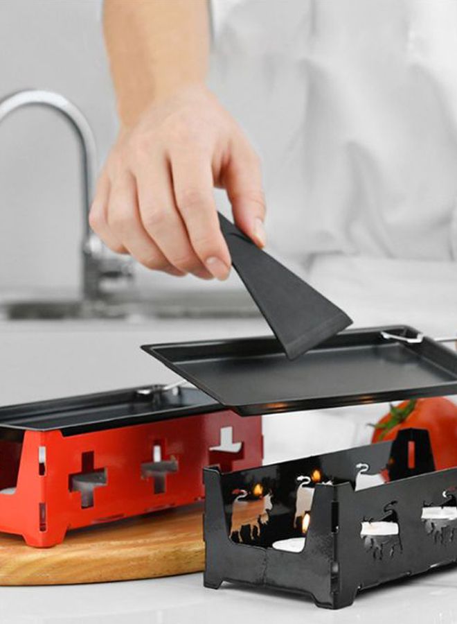 NIBEMINENT Non-Stick Raclette Grill Cheese Melter Pan With Spoon Black 19 x 9cm - Image 4