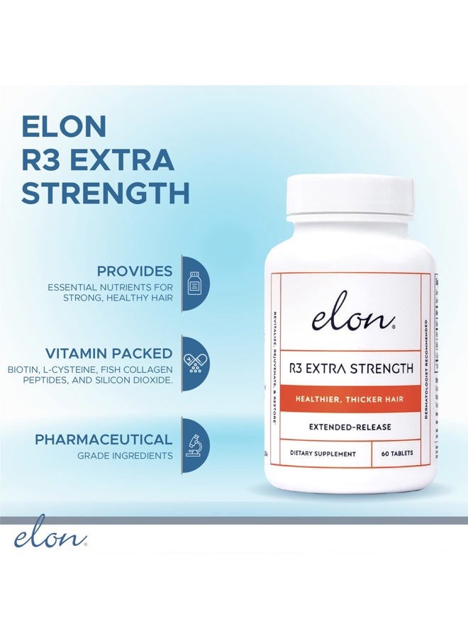 Elon R3 Extra Strength for Hair Growth - Supplements for Women to Grow Thicker, Fuller Hair, Advanced Formula with 5000 mcg Biotin Per Serving and Collagen, 60 Count (Pack of 2) - Image 2