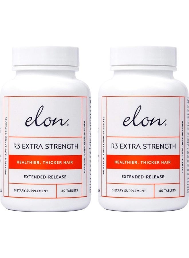 Elon R3 Extra Strength for Hair Growth - Supplements for Women to Grow Thicker, Fuller Hair, Advanced Formula with 5000 mcg Biotin Per Serving and Collagen, 60 Count (Pack of 2) - Image 1