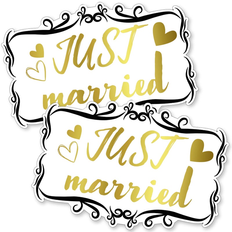 Iconikal Decorative Car Magnet for Honeymoon or Wedding Just Married 14 x 95Inch 2Pack - Image 3