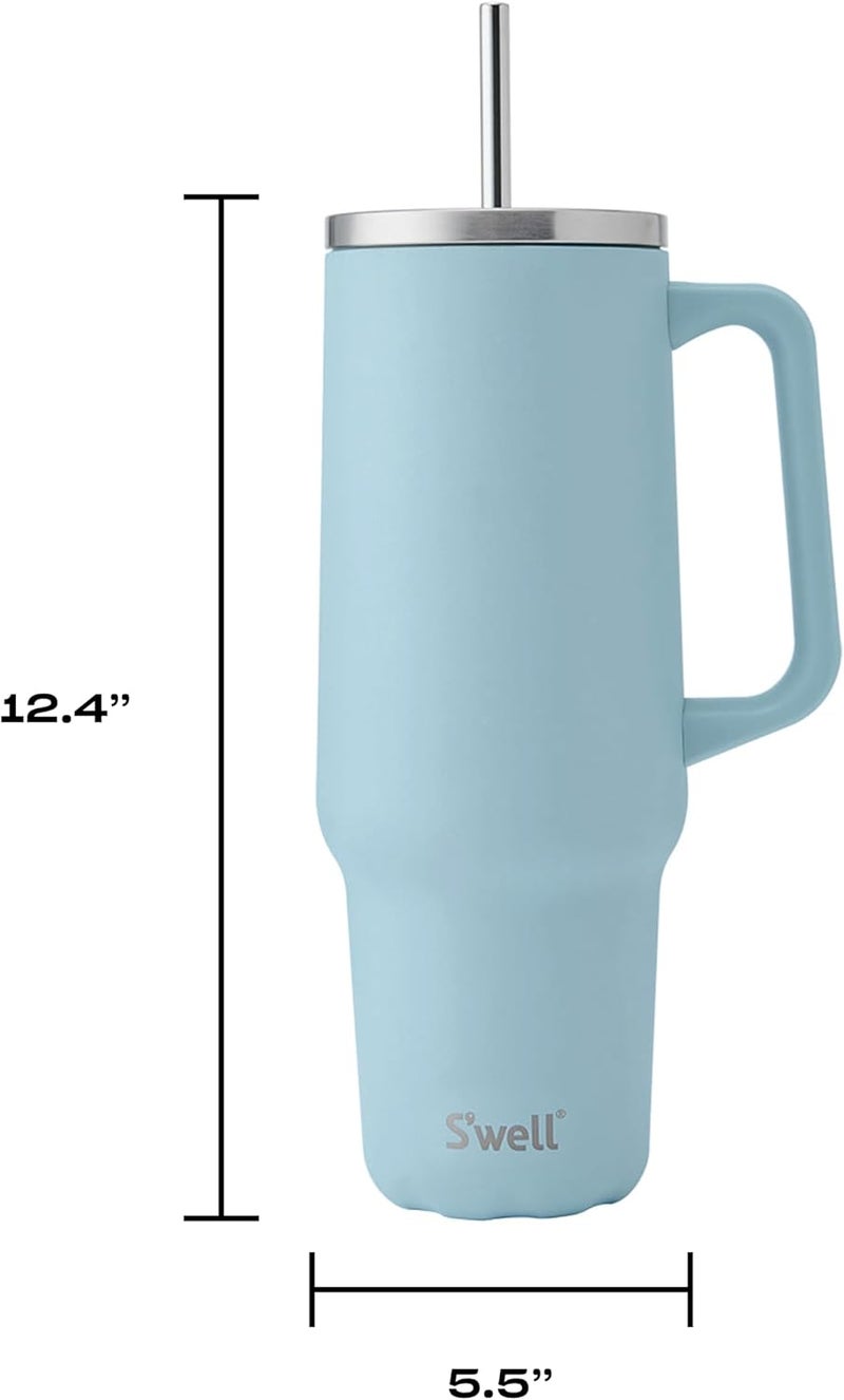 S'well Recycled Stainless Steel Tumbler XL with Straw and Handle, 40oz, Powder Blue, Triple Layered Vacuum Insulated Container Keeps Drinks Cold 50 hours and Hot for 10, BPA Free - Image 4