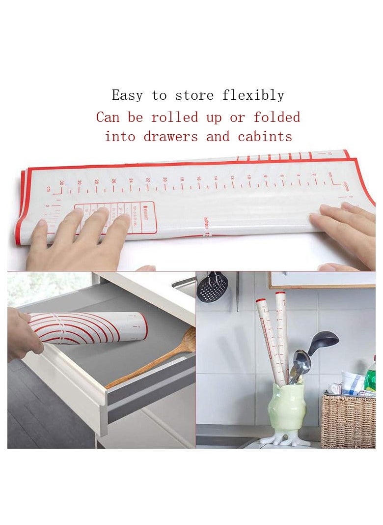 Extra Large Silicone Baking Mat for Pastry Rolling with Measurements, Liner Heat Resistance Table Placemat Pad Pastry Board, Reusable Non-Stick Baking Mat 40*50