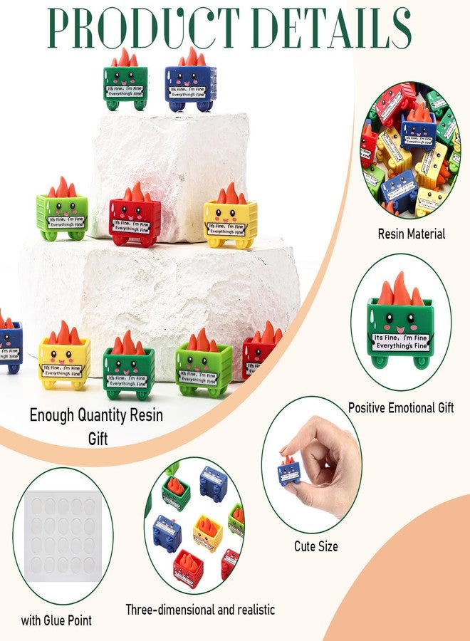 Arrowbash مجموعة أروباش المكونة من 100 قطعة من الراتنج على شكل حاوية قمامة، هدية "أنا بخير، كل شيء على ما يرام"، لافتة "أنا بخير"، إكسسوارات مكتبية عاطفية، هدية تقدير للموظفين، مناسبة لموظف قسم الطوارئ، ممرضة، مدير، معلم، زميل في المكتب (ألوان زاهية) - Image 3