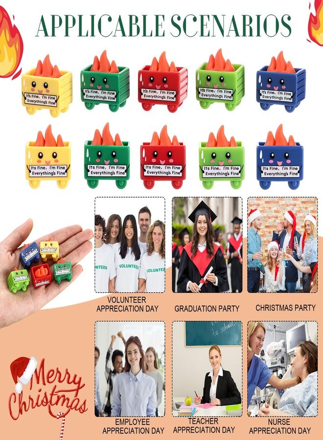 Arrowbash مجموعة أروباش المكونة من 100 قطعة من الراتنج على شكل حاوية قمامة، هدية "أنا بخير، كل شيء على ما يرام"، لافتة "أنا بخير"، إكسسوارات مكتبية عاطفية، هدية تقدير للموظفين، مناسبة لموظف قسم الطوارئ، ممرضة، مدير، معلم، زميل في المكتب (ألوان زاهية) - Image 5