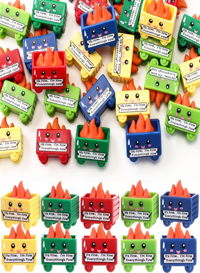 Arrowbash مجموعة أروباش المكونة من 100 قطعة من الراتنج على شكل حاوية قمامة، هدية "أنا بخير، كل شيء على ما يرام"، لافتة "أنا بخير"، إكسسوارات مكتبية عاطفية، هدية تقدير للموظفين، مناسبة لموظف قسم الطوارئ، ممرضة، مدير، معلم، زميل في المكتب (ألوان زاهية) - Image 1