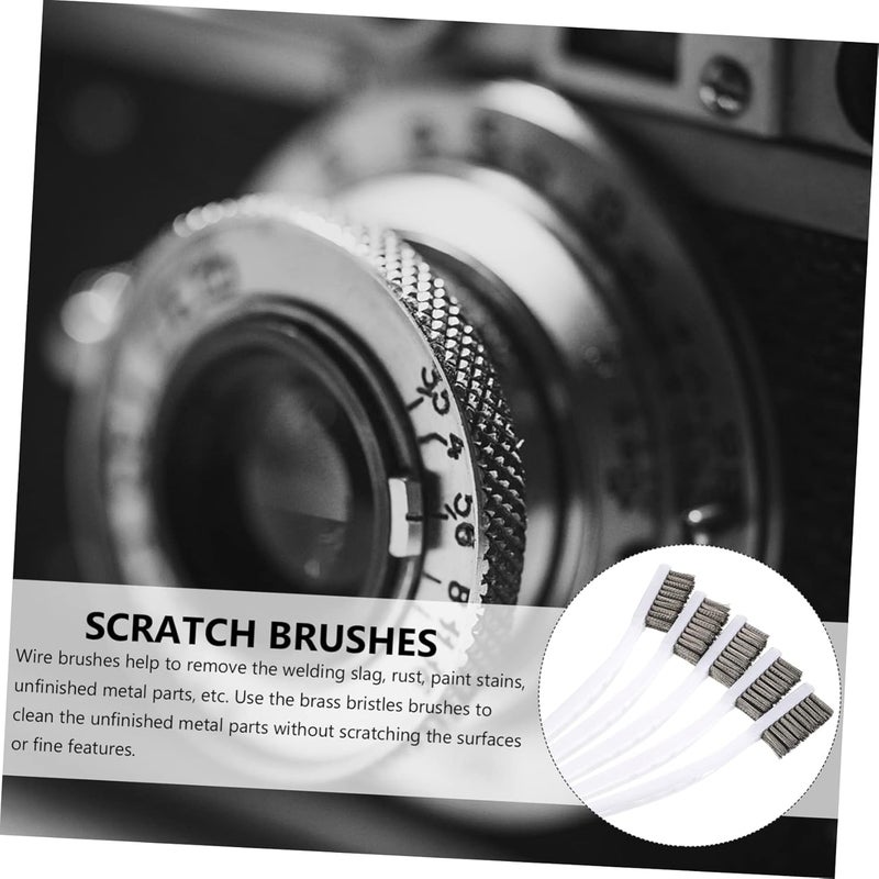 5pcs Mini Wire Brush Set Brass Bristle Curved Handle for Rust Dirt Removal Industrial Cleaning - Image 5