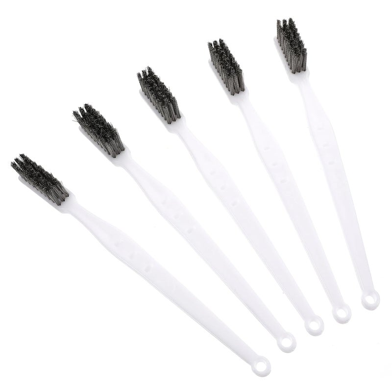 5pcs Mini Wire Brush Set Brass Bristle Curved Handle for Rust Dirt Removal Industrial Cleaning - Image 1