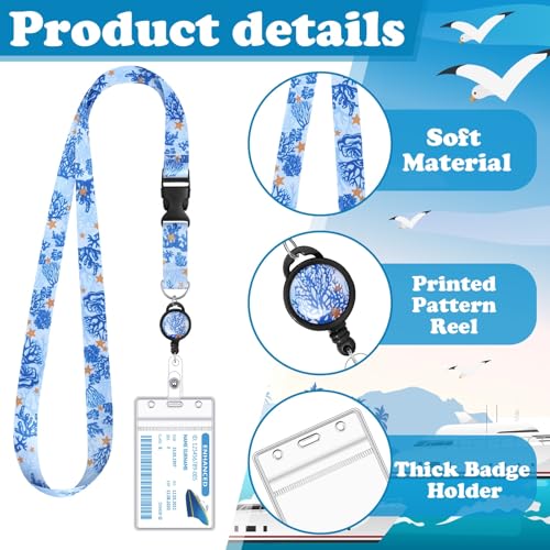 HONSIO 2 Pieces Cruise Lanyard for Ship Cards Detachable Lanyards with Retractable Badge Reel Waterproof ID Badge Holder, 2026 Cruise Essentials Accessories, Seaweed - Image 3