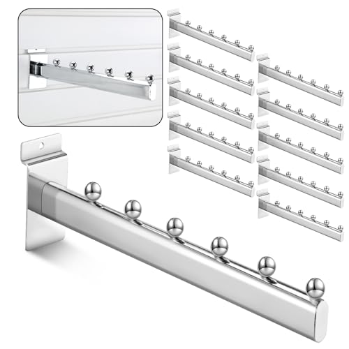 Yaocom 10 Pack 6 Ball Waterfall for Slatwall, 12 Inch Oval Tube Slat Wall Hanging Hooks Slatwall Hooks and Hangers Slat Wall Accessory for Clothing Retail Garage Shop Display (Silver) - Image 1