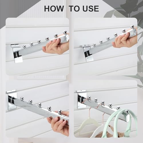 Yaocom 10 Pack 6 Ball Waterfall for Slatwall, 12 Inch Oval Tube Slat Wall Hanging Hooks Slatwall Hooks and Hangers Slat Wall Accessory for Clothing Retail Garage Shop Display (Silver) - Image 5